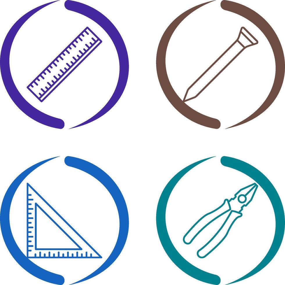 Ruler and Nail Icon vector