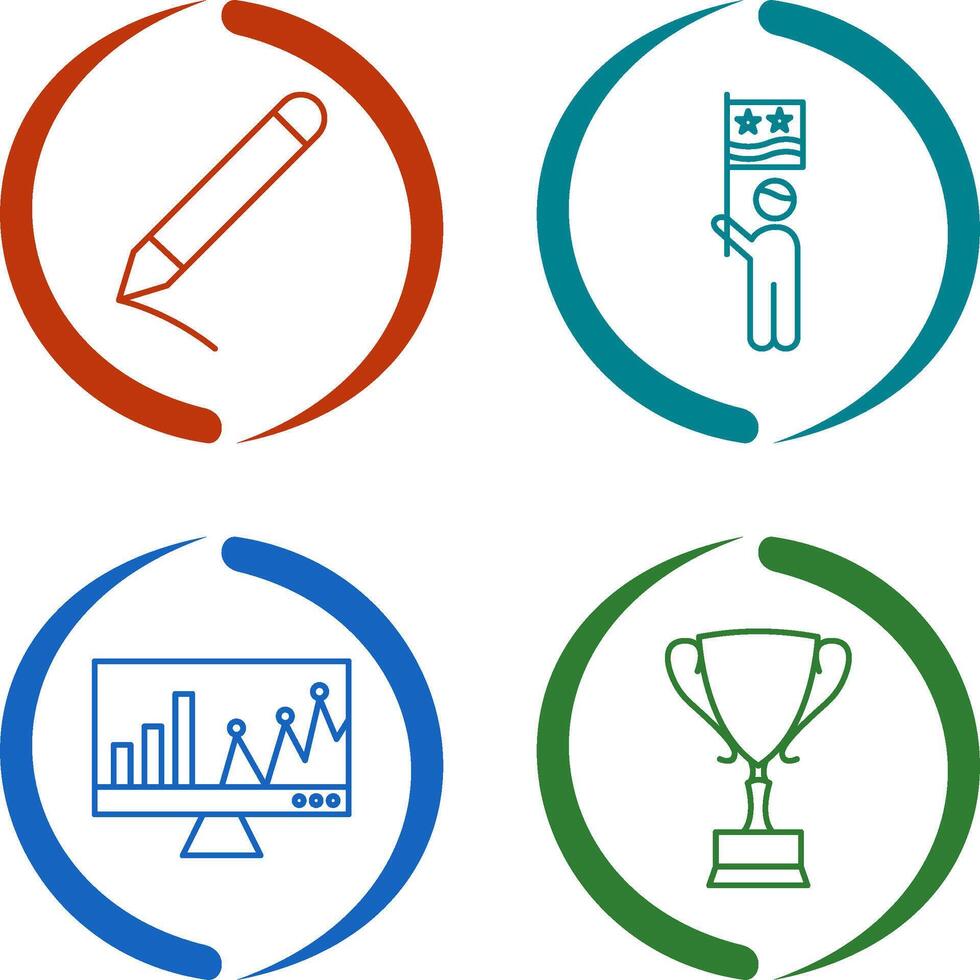 Pencil and Raising flag Icon vector