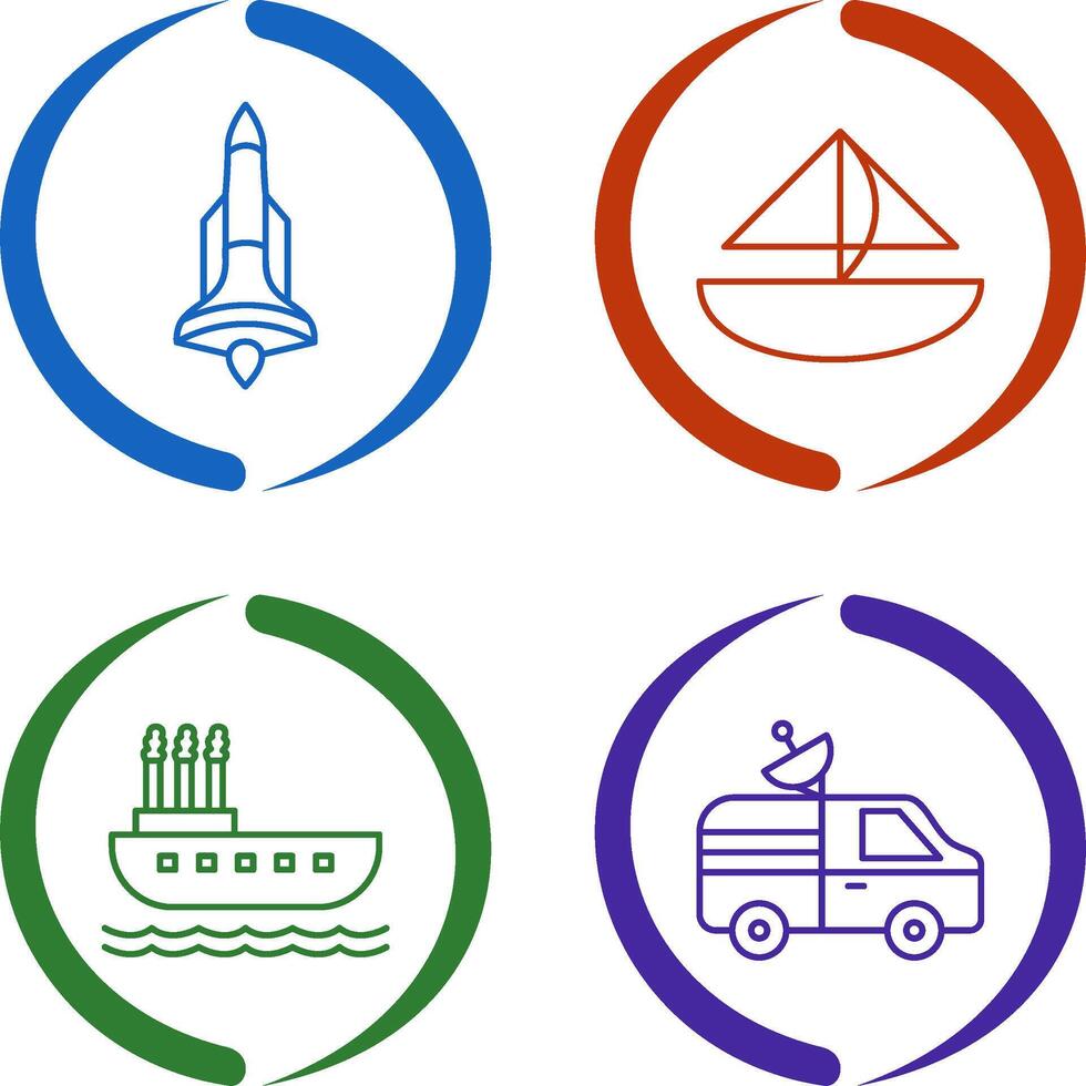 Rocket and Small Yacht Icon vector