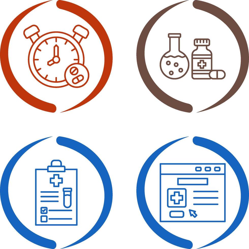 Clock and test tube Icon vector