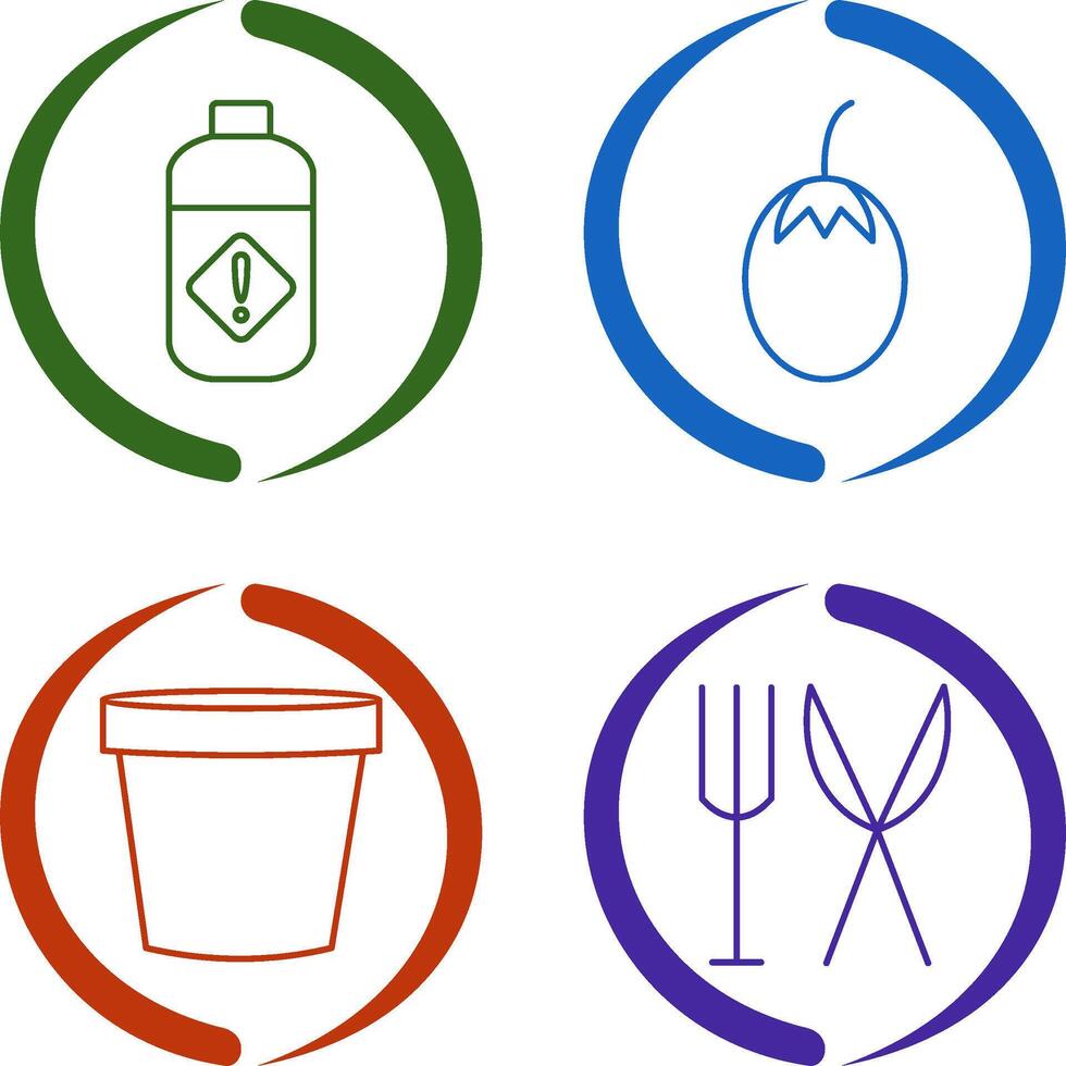 Vegetable plant and Pesticide Icon vector