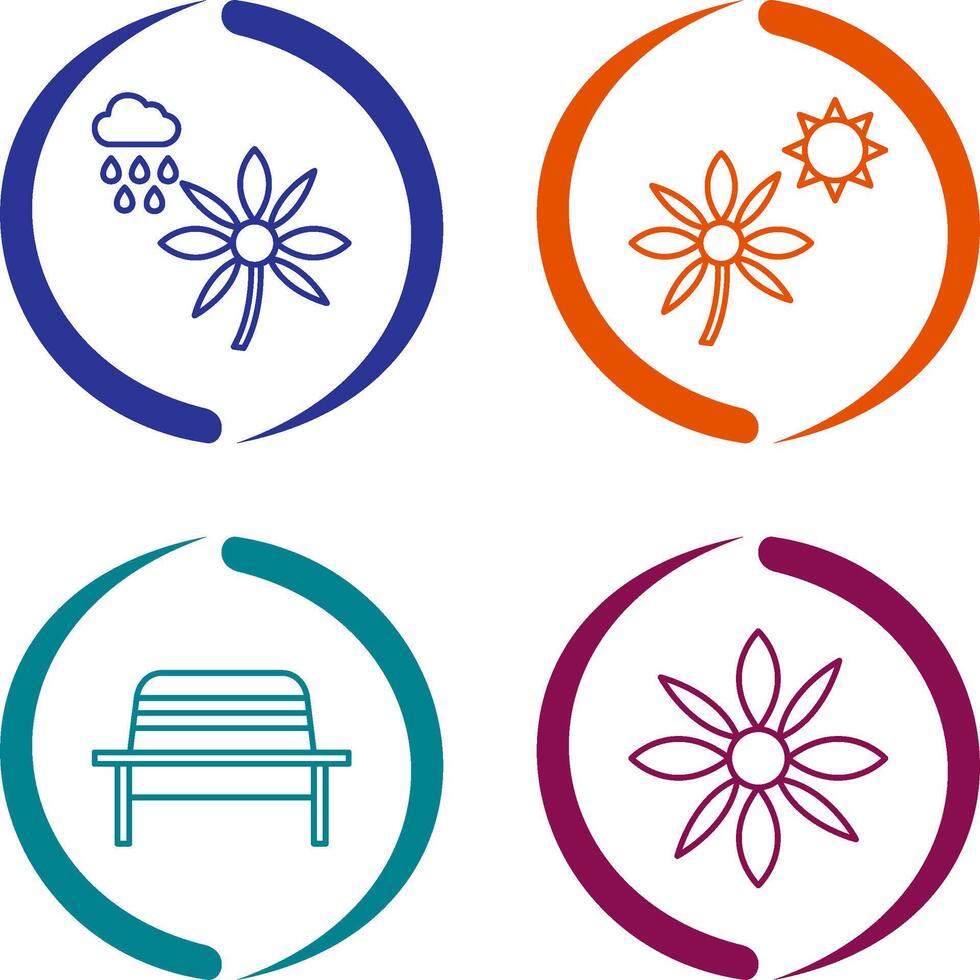 Flower with rain and Flower Icon vector