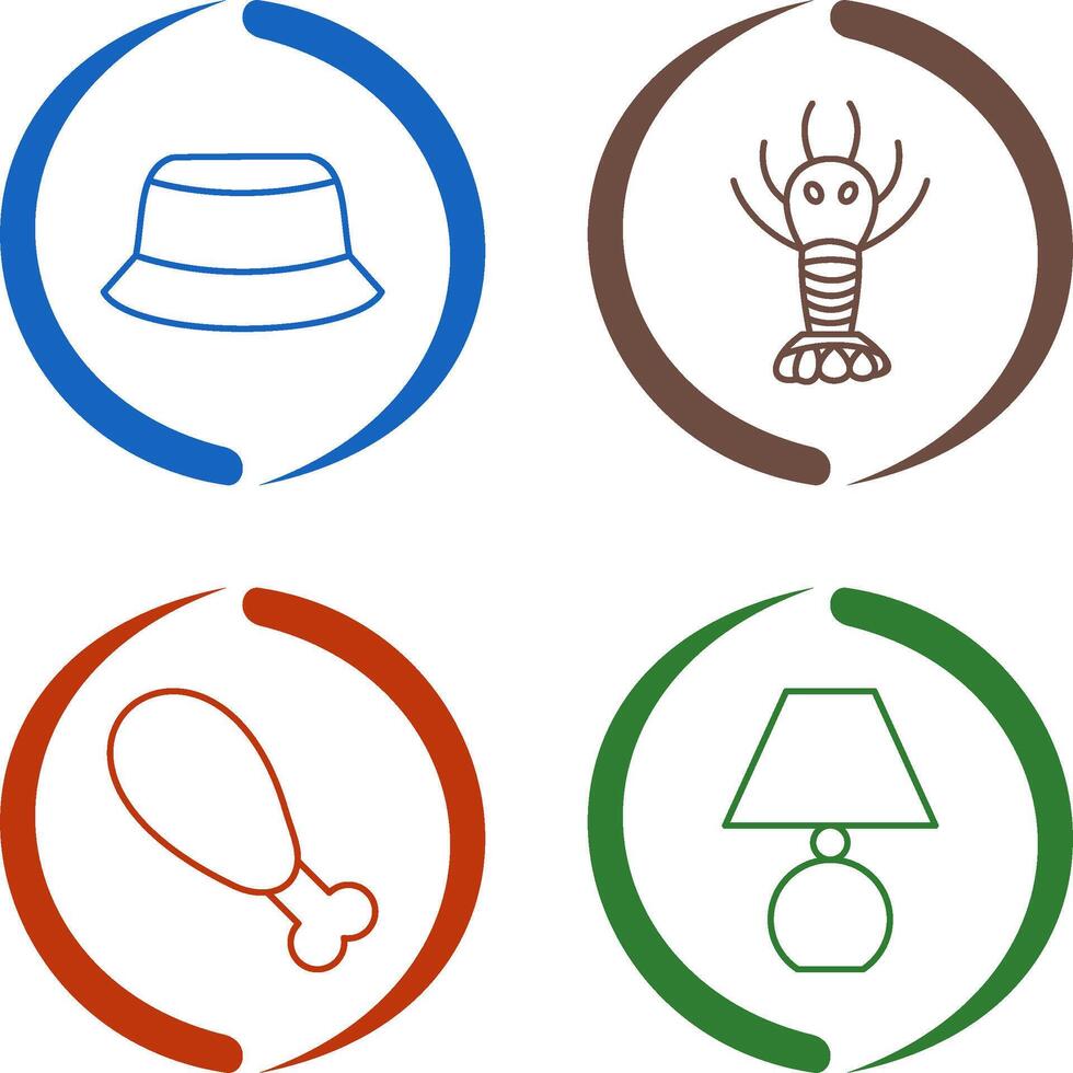 Men Hat and Lobster Icon vector