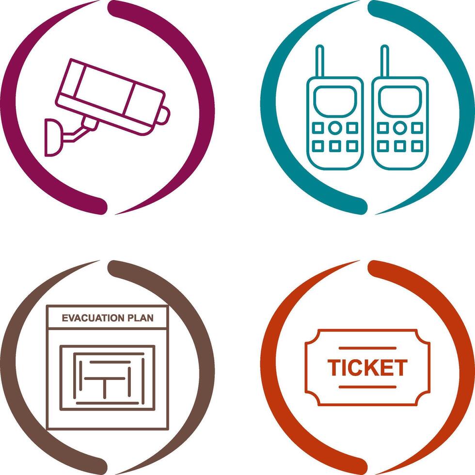 CCTV Camera and Walkie Talkie Icon vector