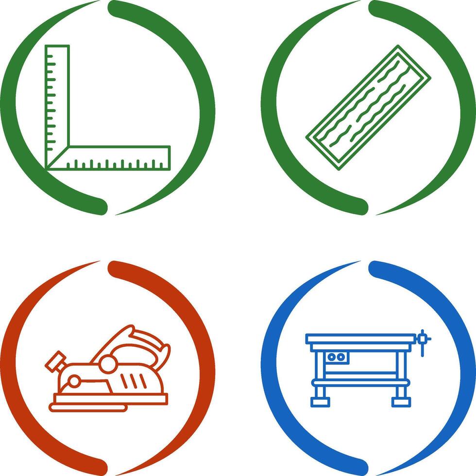 Square Ruller and Plank Icon vector