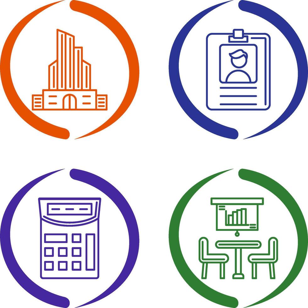 Id Card and Office Building Icon vector