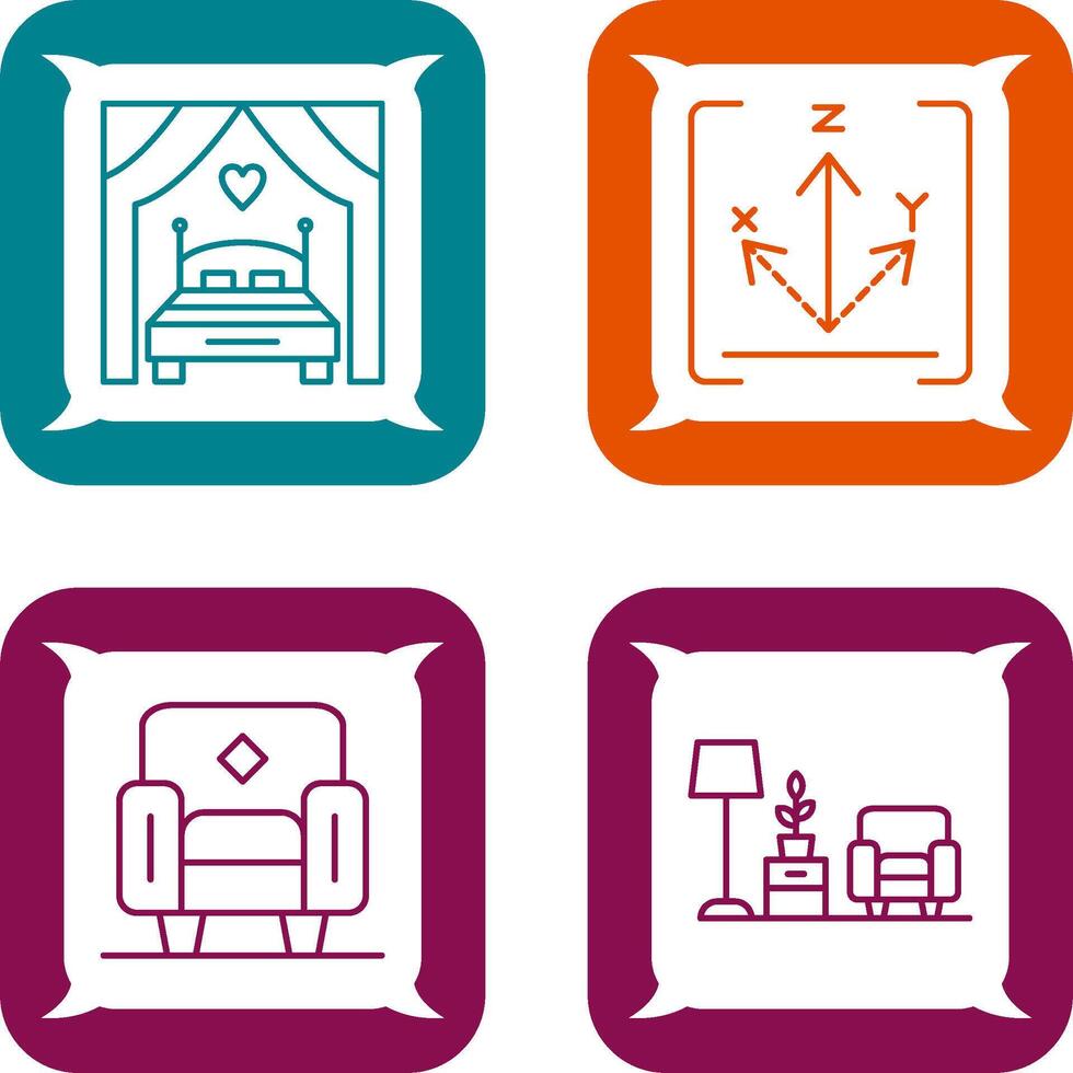 Bed and Axis Icon vector