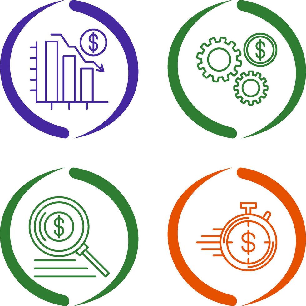 Chart Down and Settings Icon vector