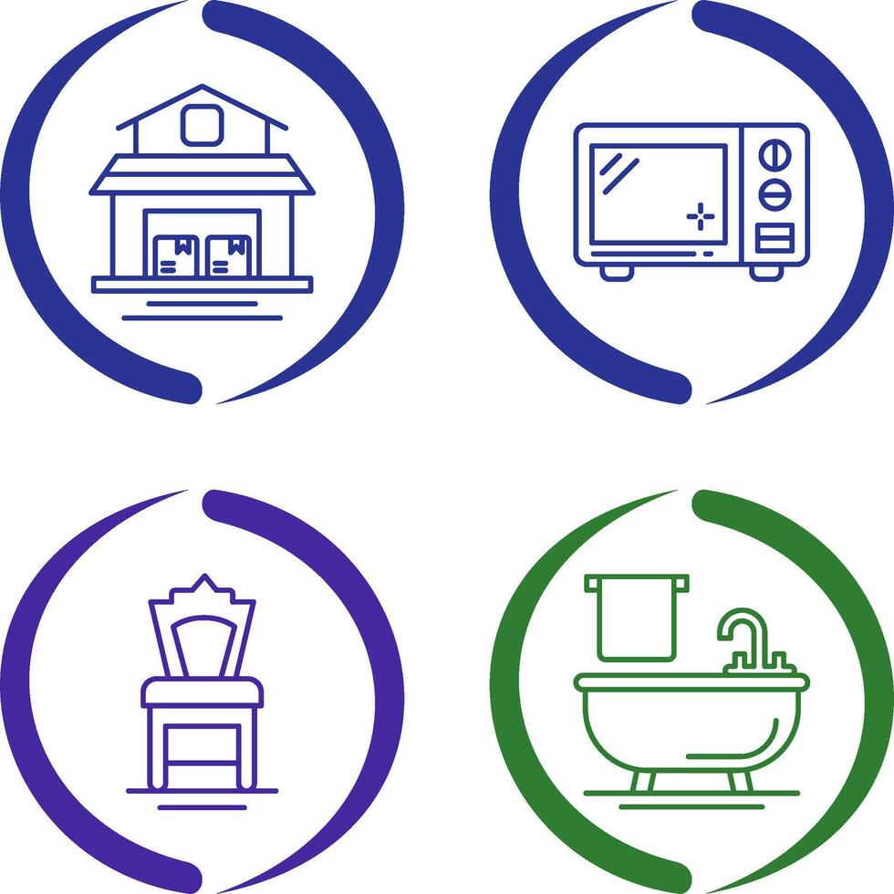 Warehouse and Microwave Icon vector