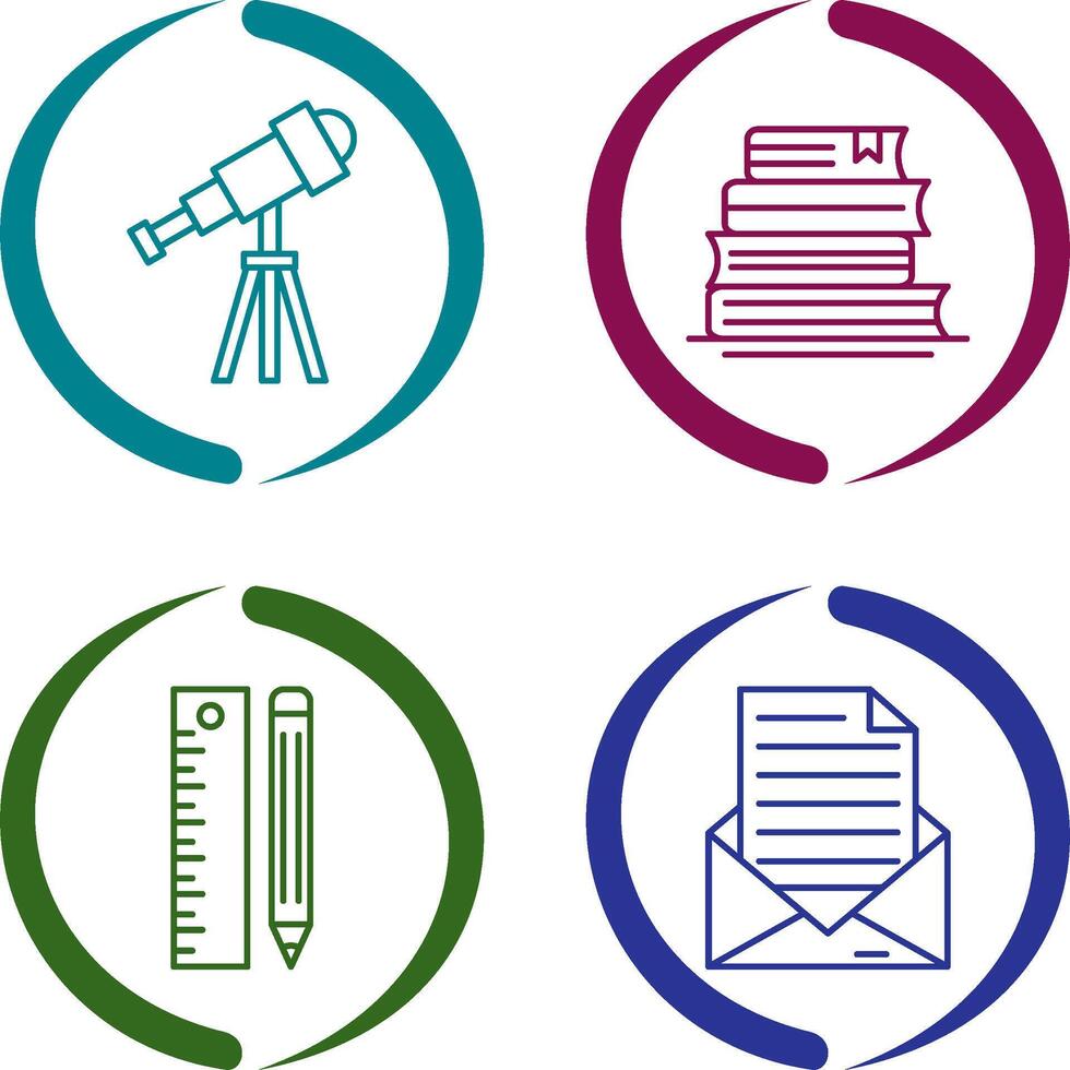 Telescope and BooksSnack and Money Icon vector