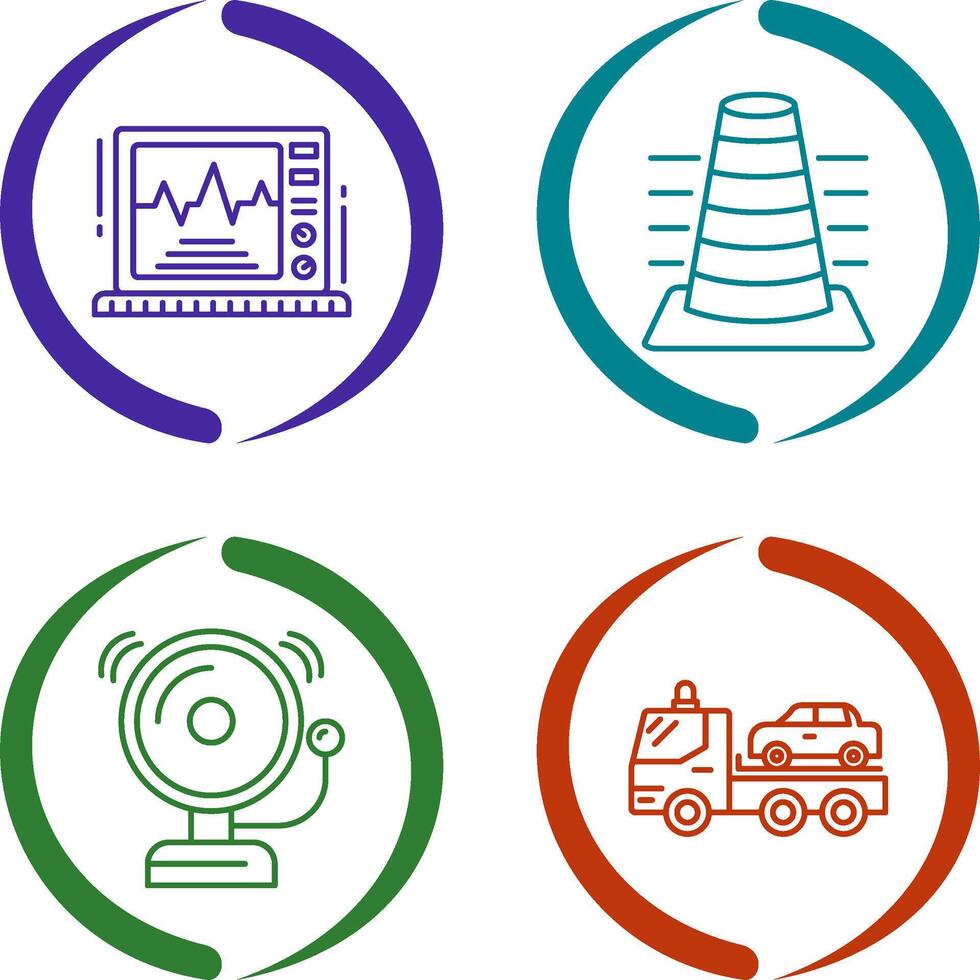 Bollard and Ekg Monitor Icon vector