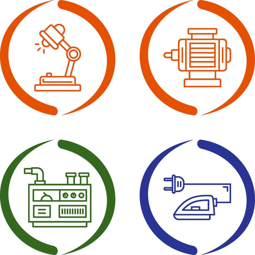Desk Lamp and ELectric Motor Icon vector