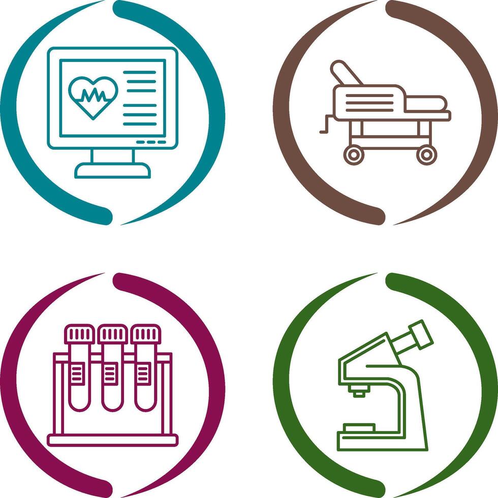 Cardiogram and Hospital Bed Icon vector