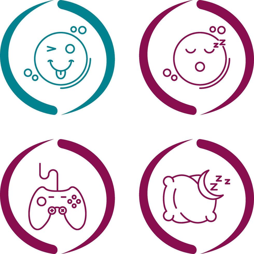 Tongue Out and Sleep Icon vector