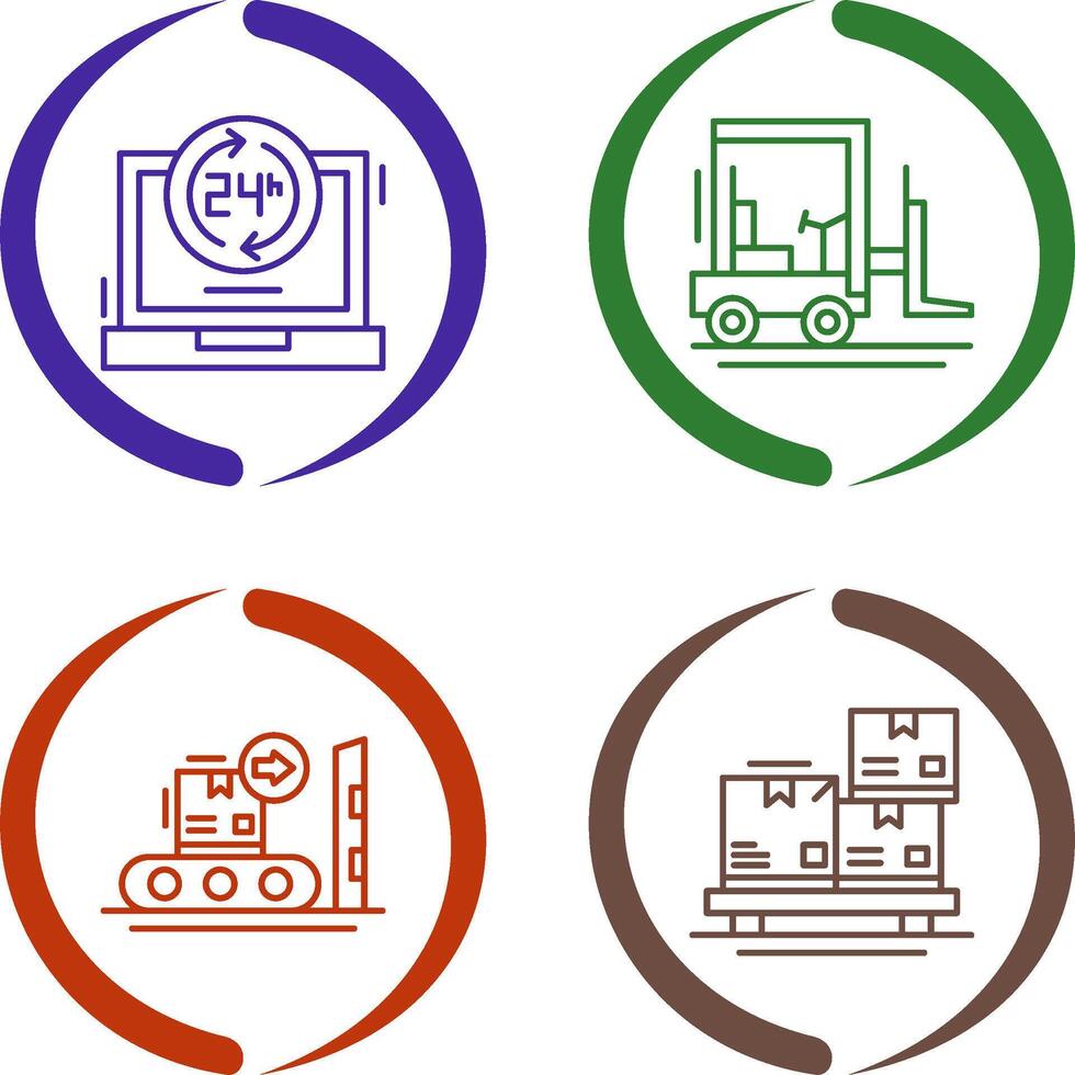 24 hours and forklift Icon vector