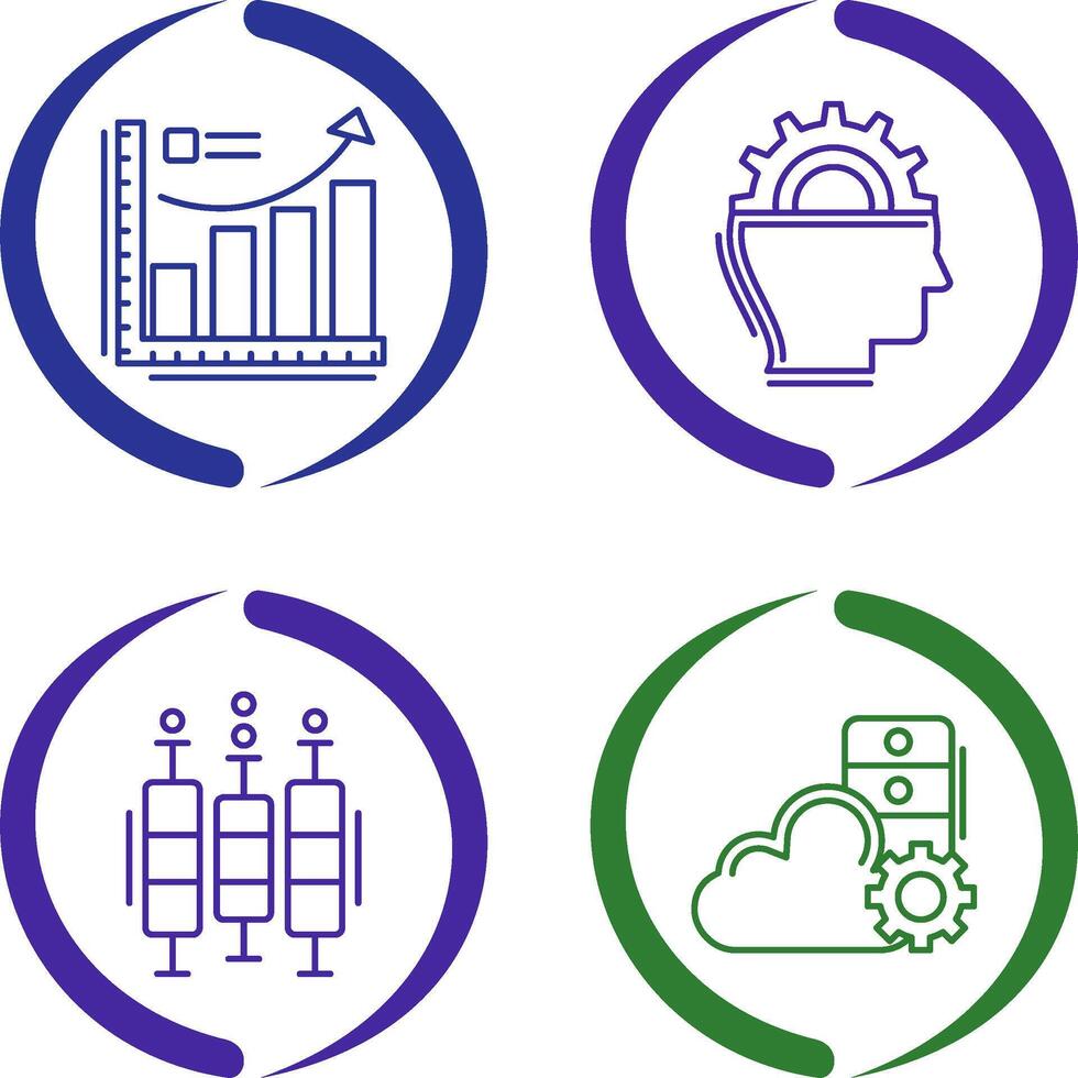 Growth Chart and Machine Learning Icon vector