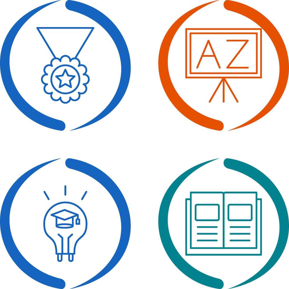 Medal and From A To Z Icon vector