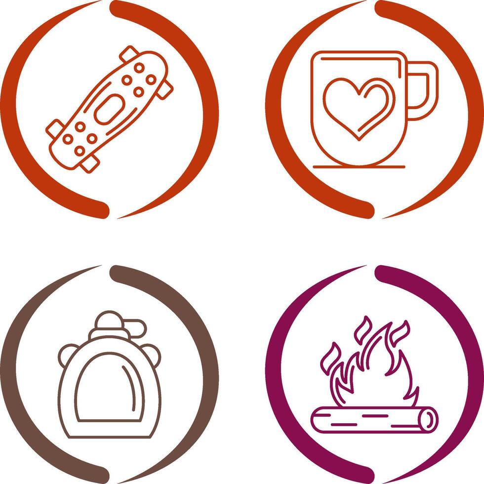 Skateboard and Mug Icon vector