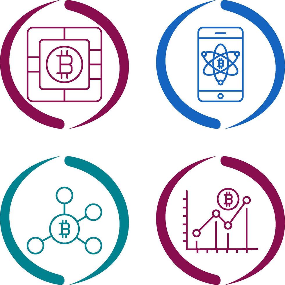 Bitcoin Chip and Mobile Icon vector