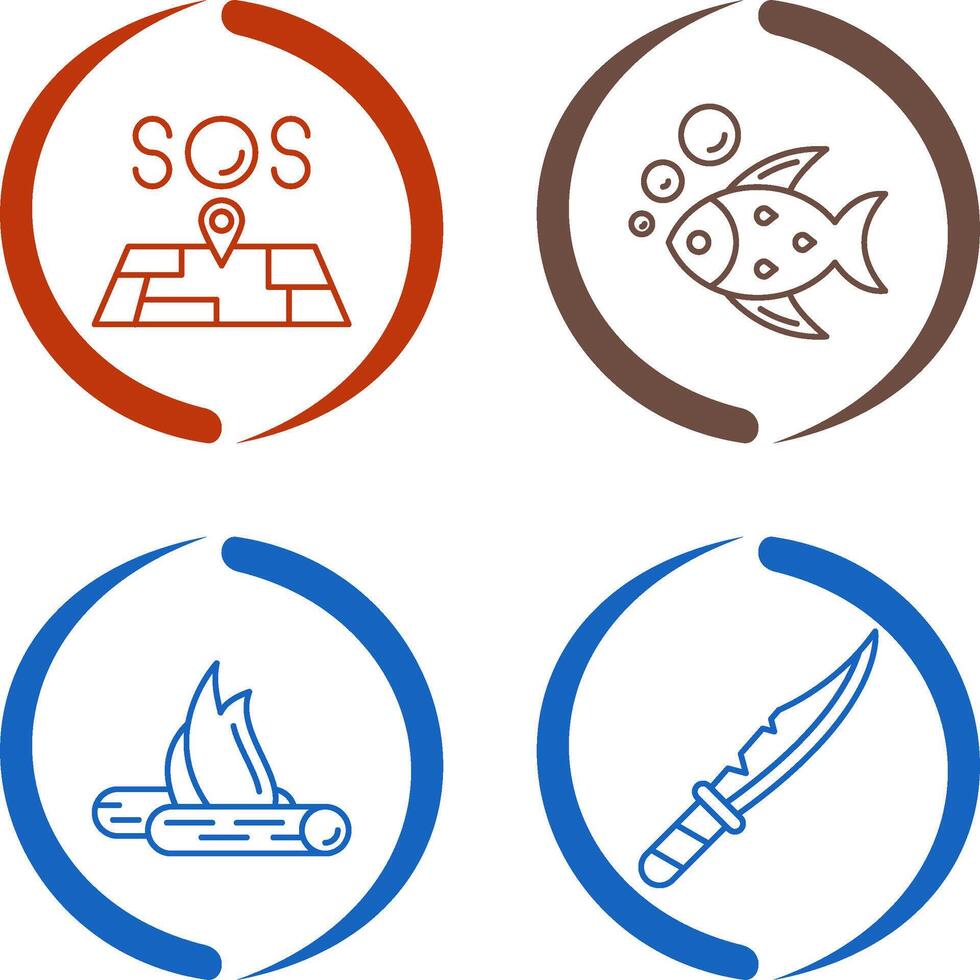 Sos and Fish Icon vector