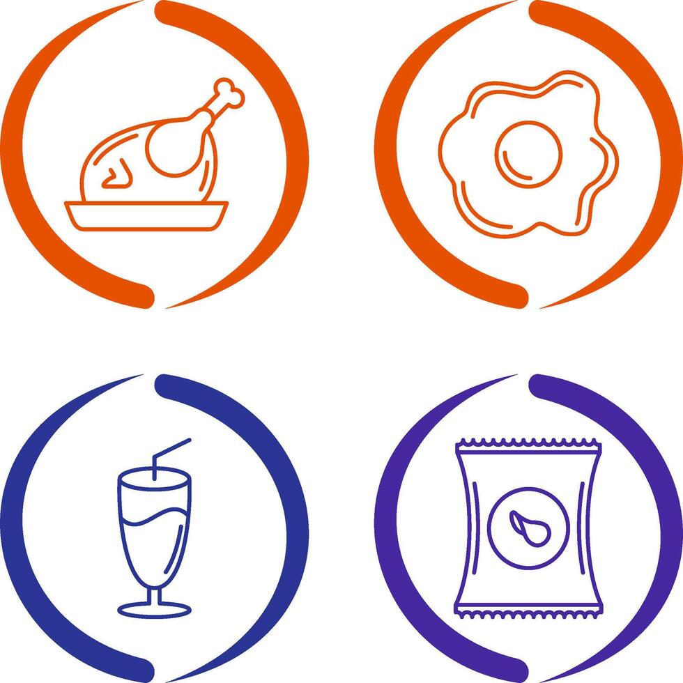 Chicken leg and Fried egg Icon vector