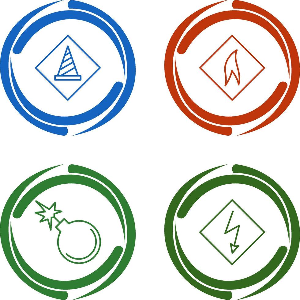 under construction and flammable material Icon vector