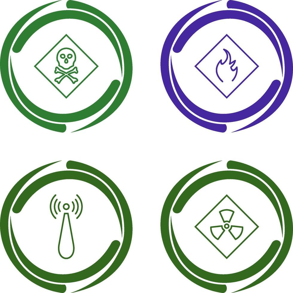 poisonous gas and Danger of flame Icon vector