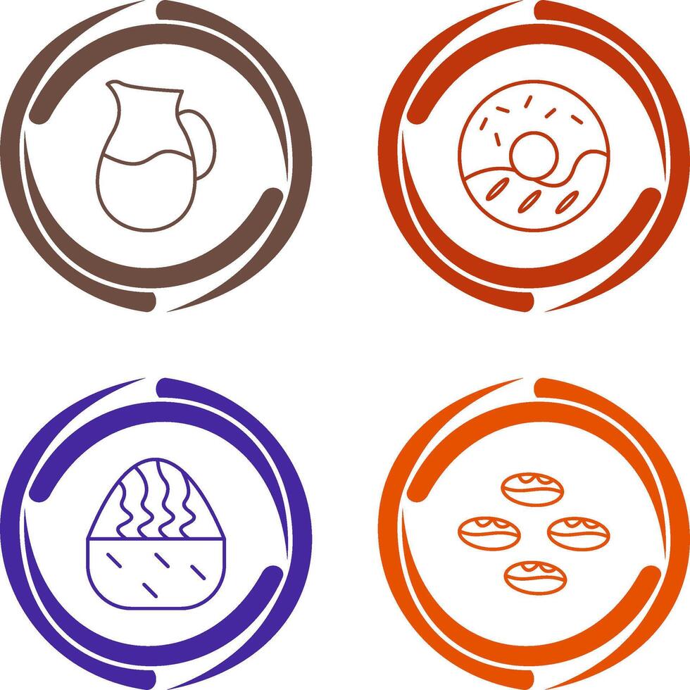 milk jug and cream doughnut Icon vector
