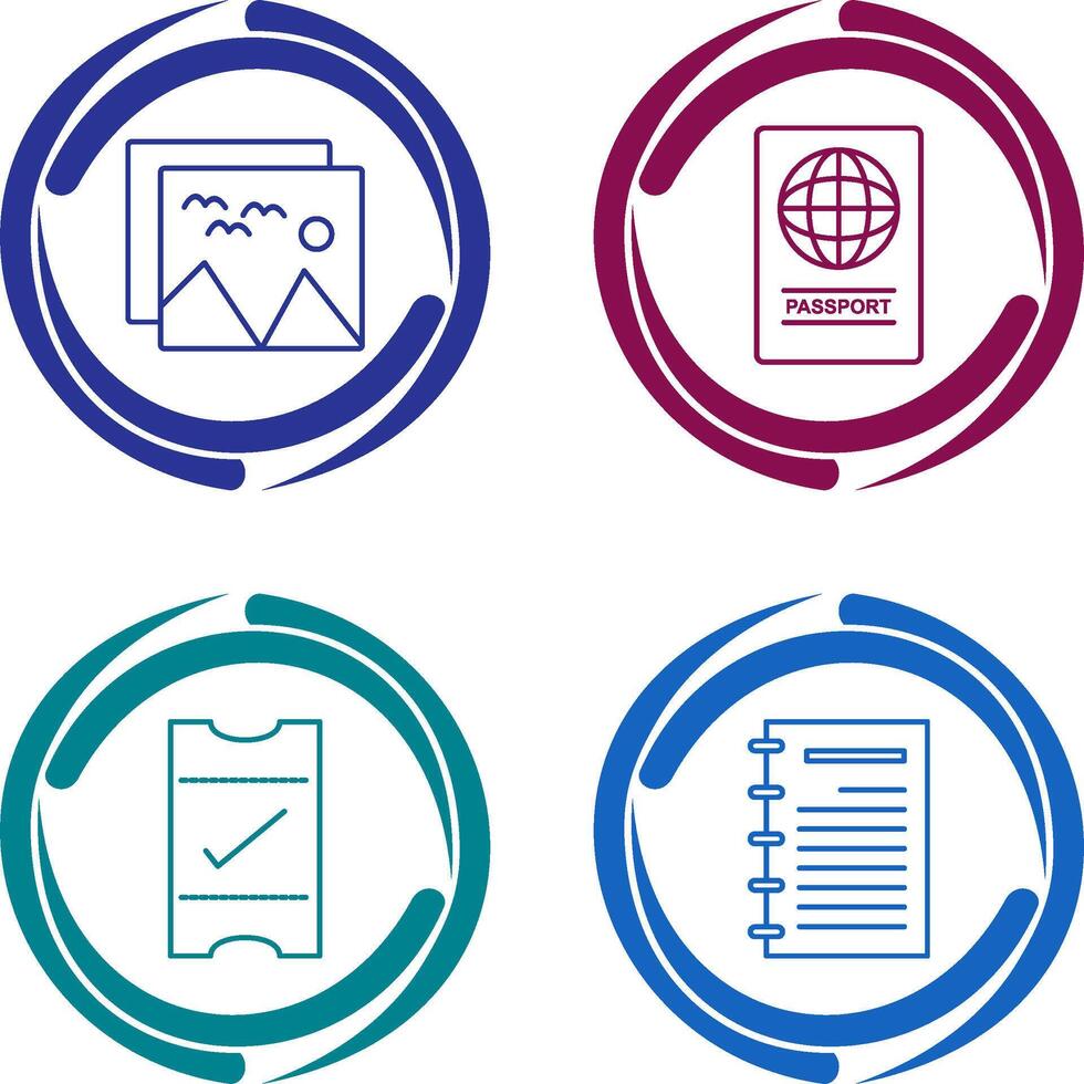 pictures and passport Icon vector