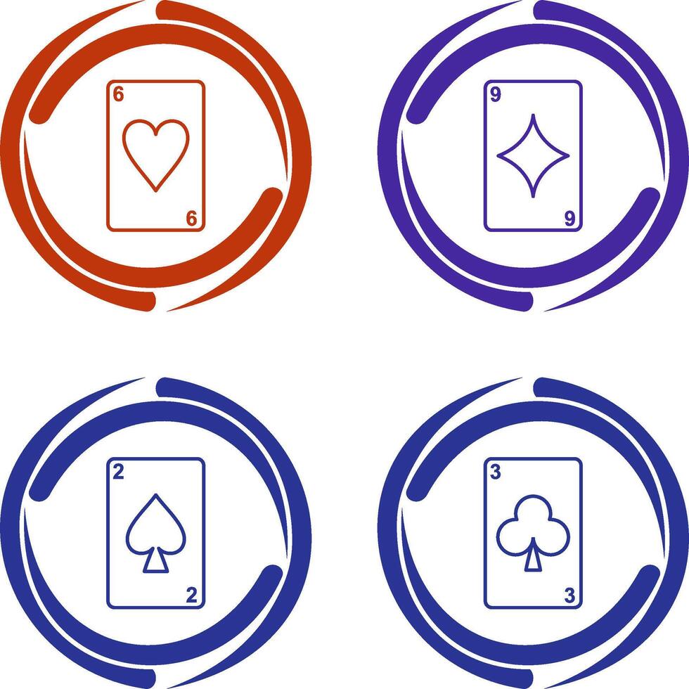 heart cards and diamonds card Icon vector