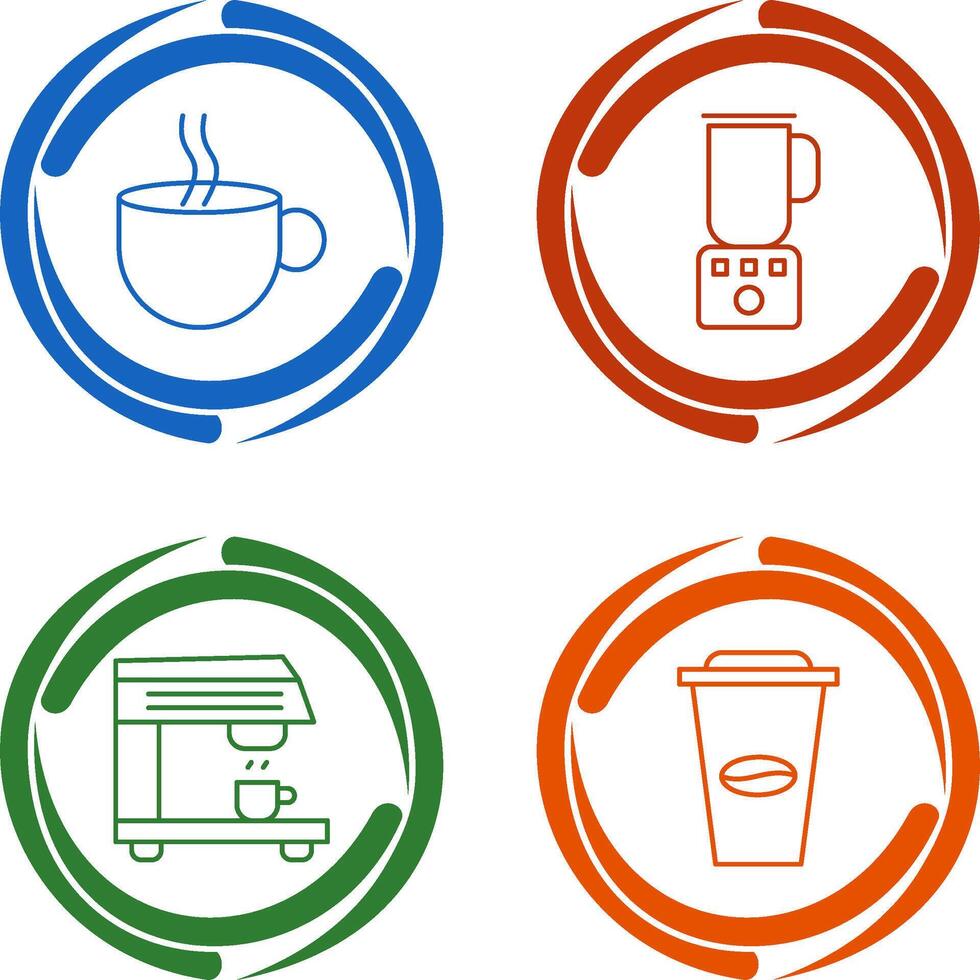 Hot Coffee and Coffee Blender Icon vector