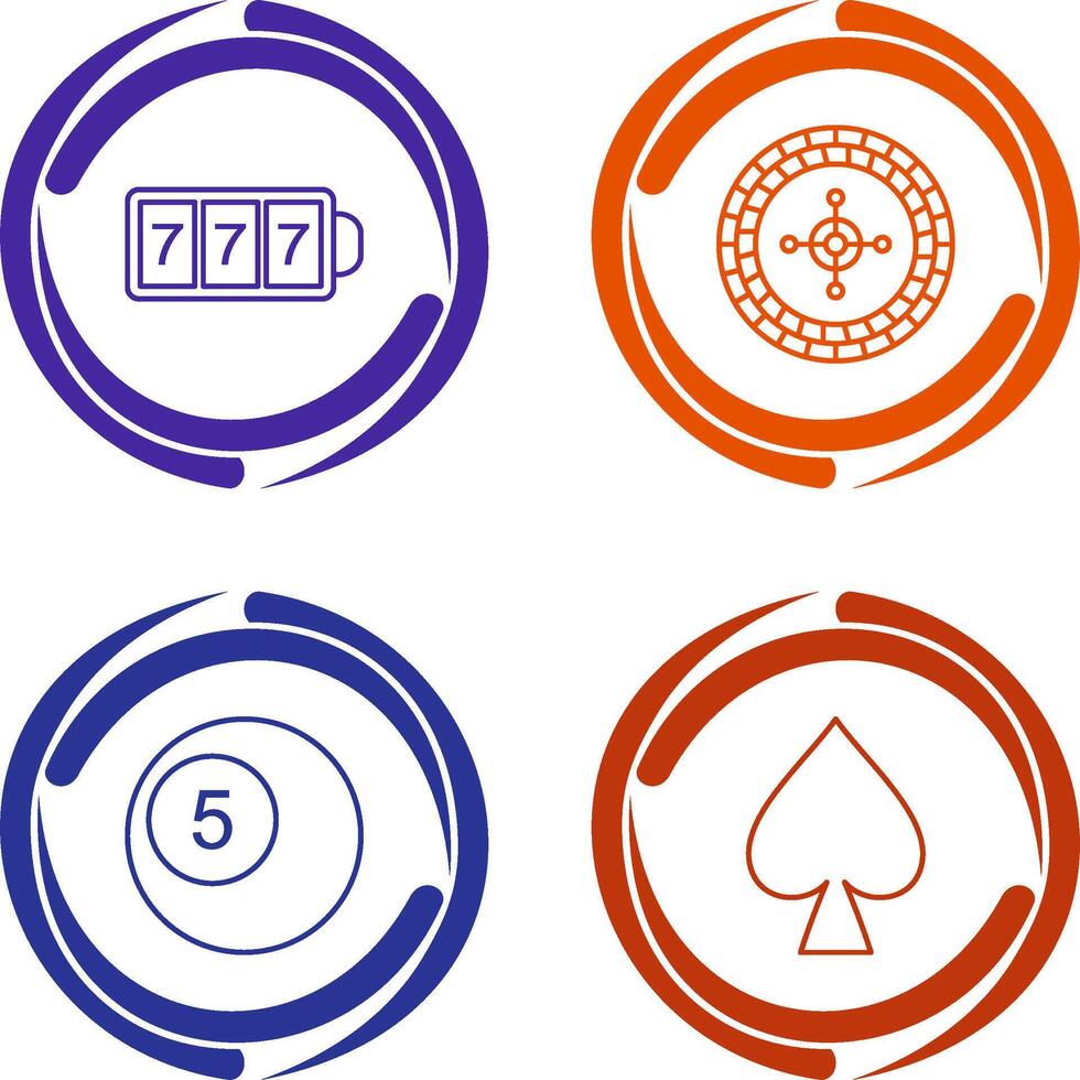 slot machine with sevens and roulette Icon vector