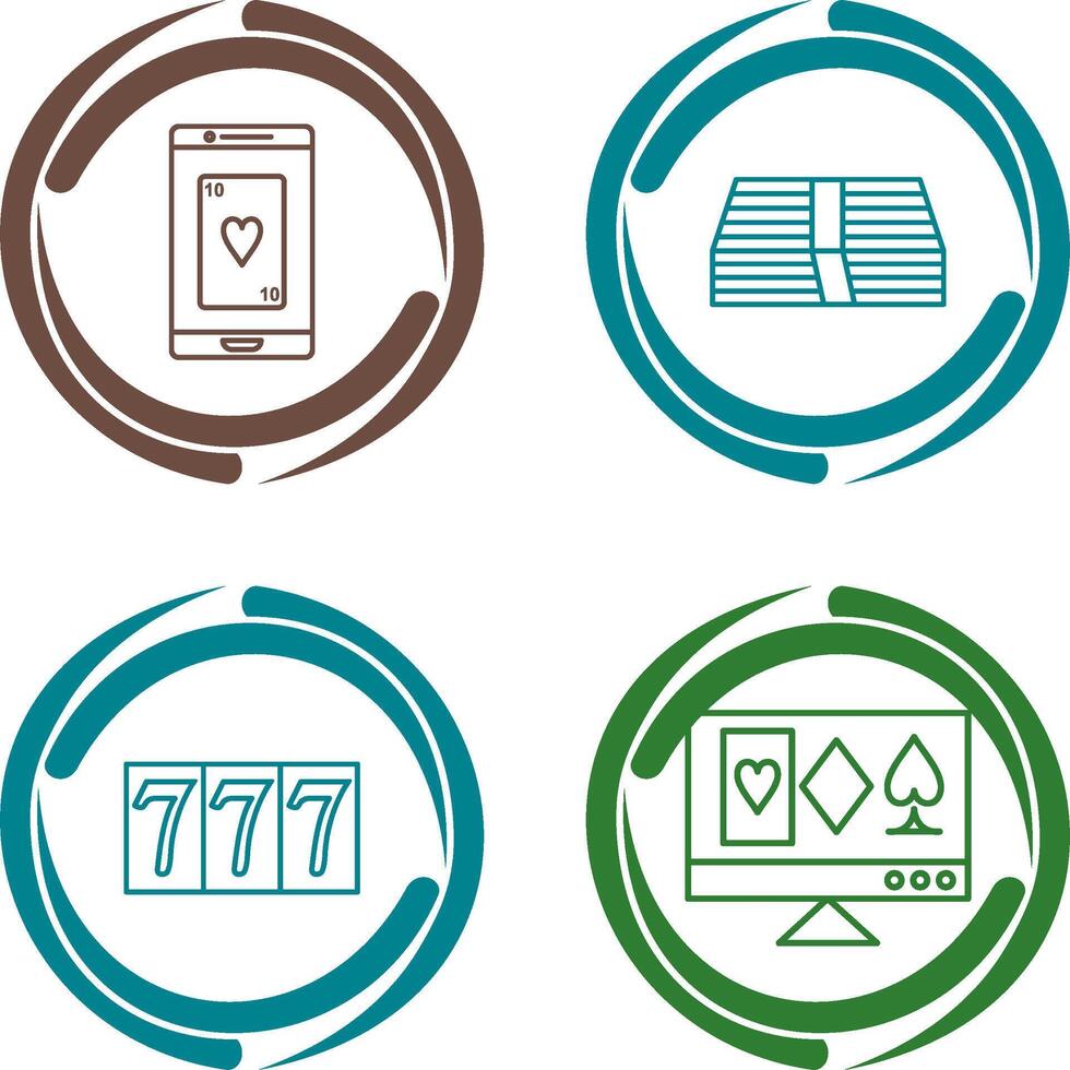 phone gambling and pack of bills Icon vector