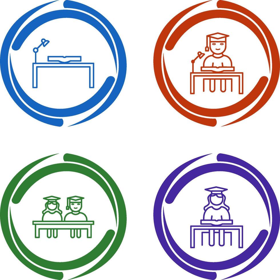 study desk and studying on desk Icon vector