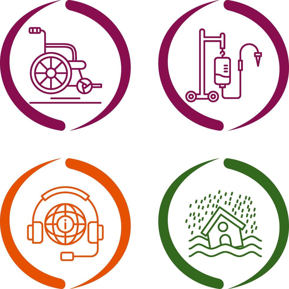 Wheel Chair and Intravenous Icon vector