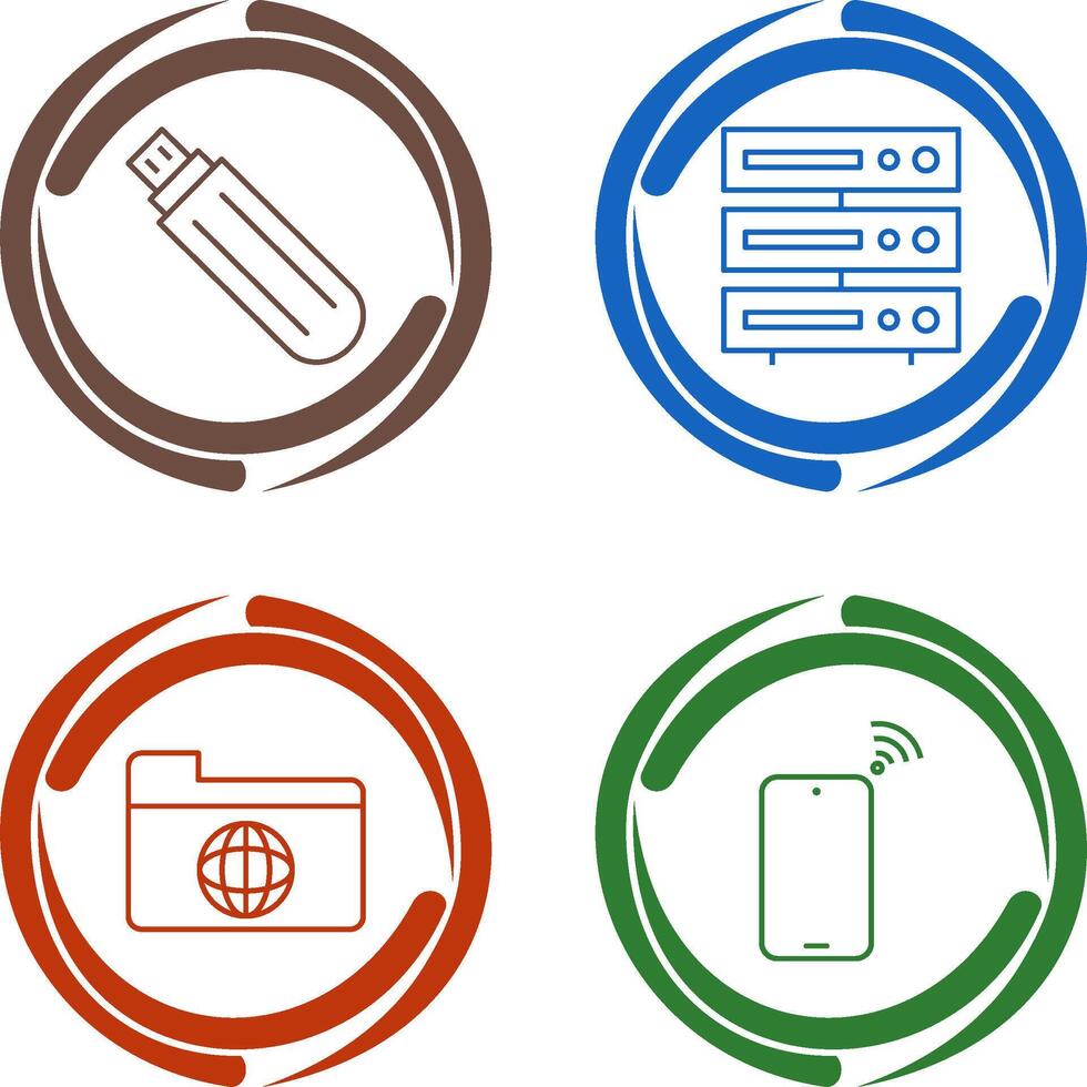 usb drive and server Icon vector