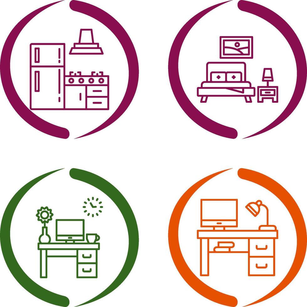 Kitchen and Bedroom Icon vector