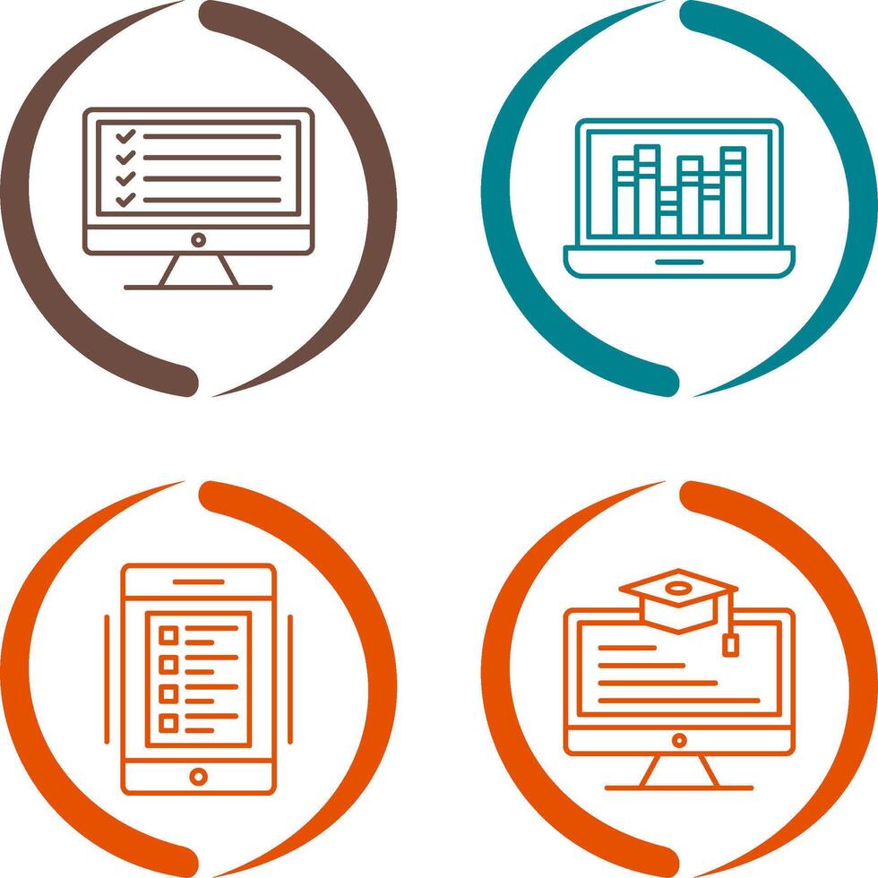 Online Checklist and Online Library Icon vector