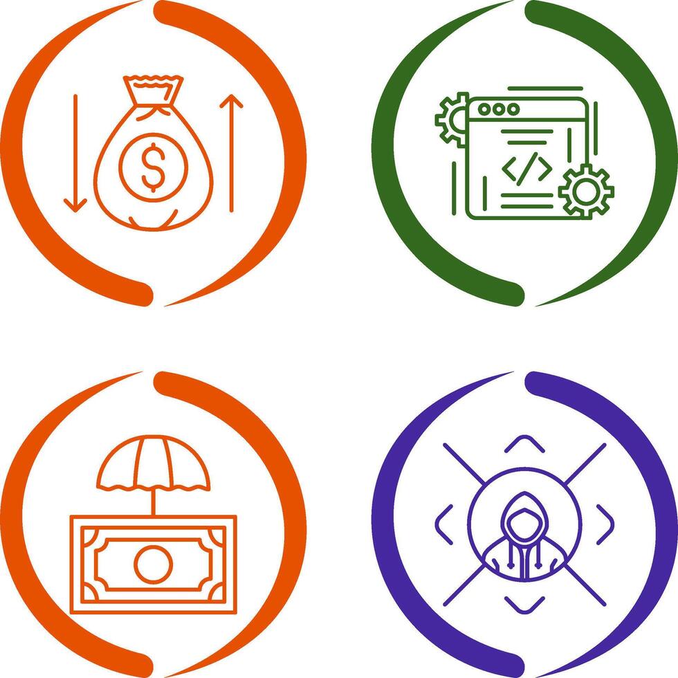 Money Bag and Coding Icon vector