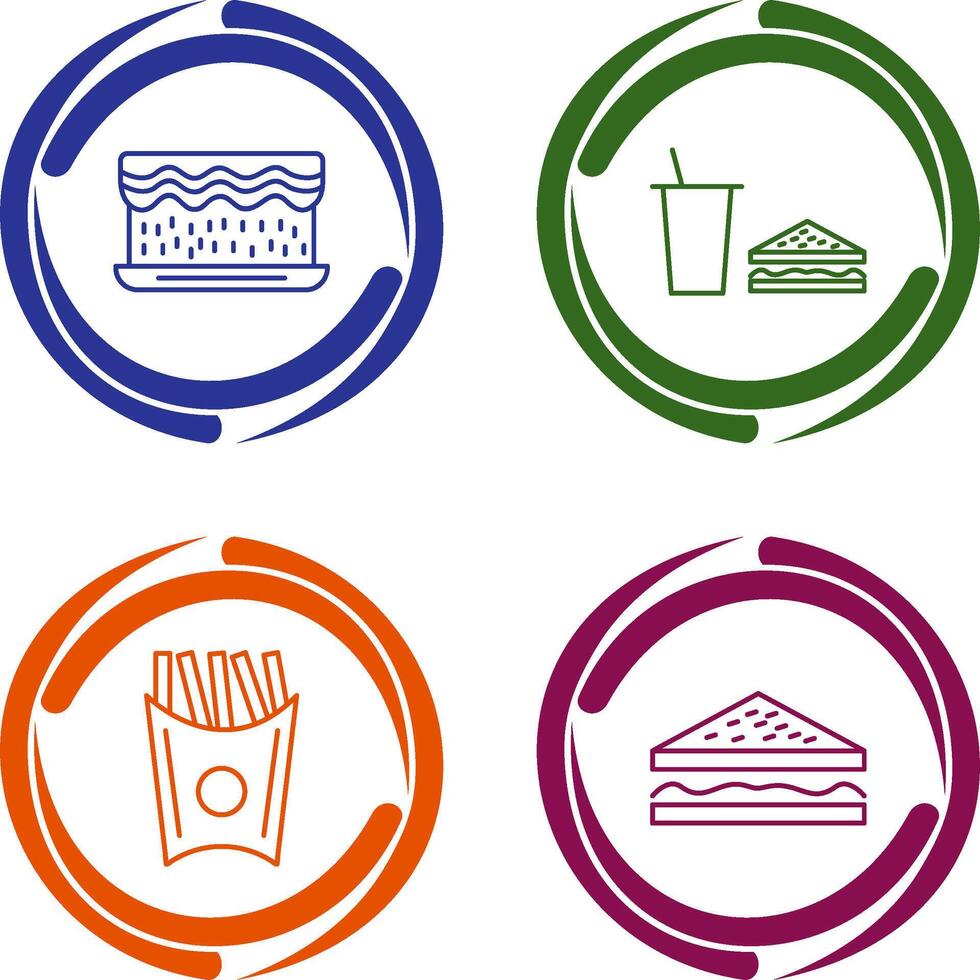 cream cake and lunch bistro Icon vector