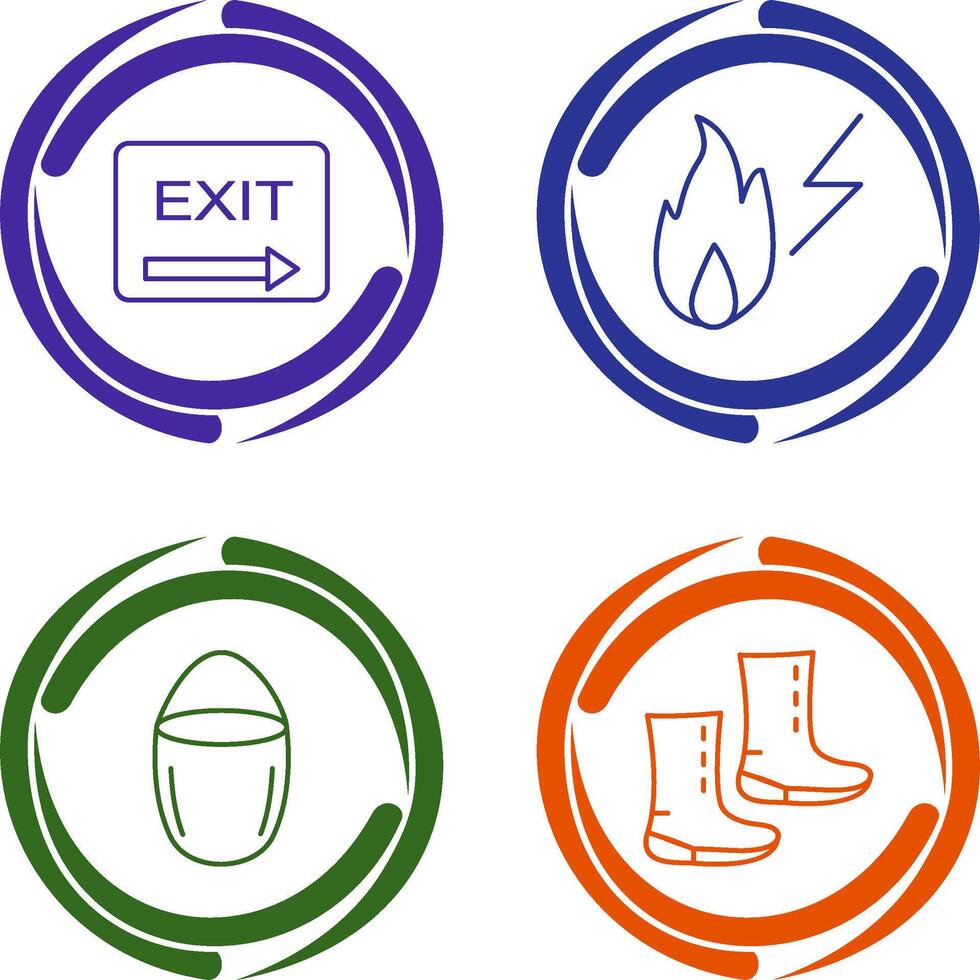 exit and electricity fire Icon vector