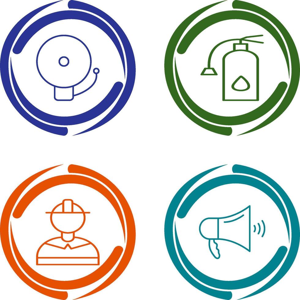 alarm and fire extinguisher Icon vector