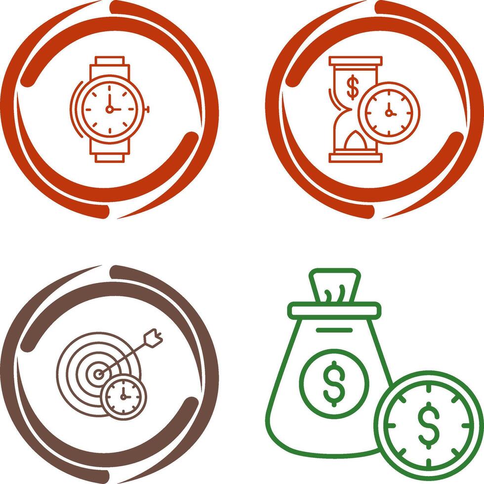 Wrist Watch and Time is Money Icon vector