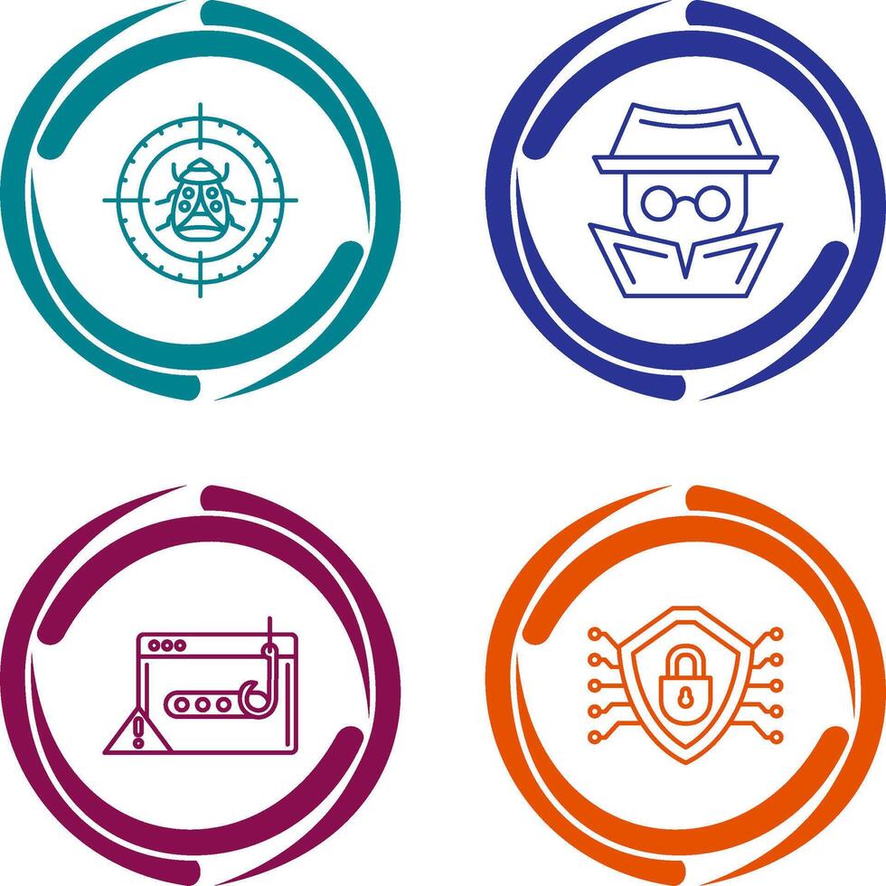 Bug Target and Hacker Icon vector
