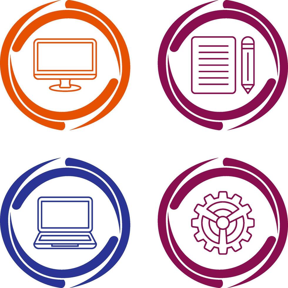 Monitor and Note Icon vector
