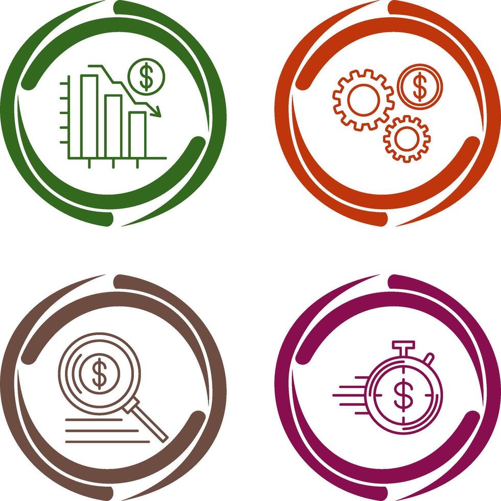 Chart Down and Settings Icon vector