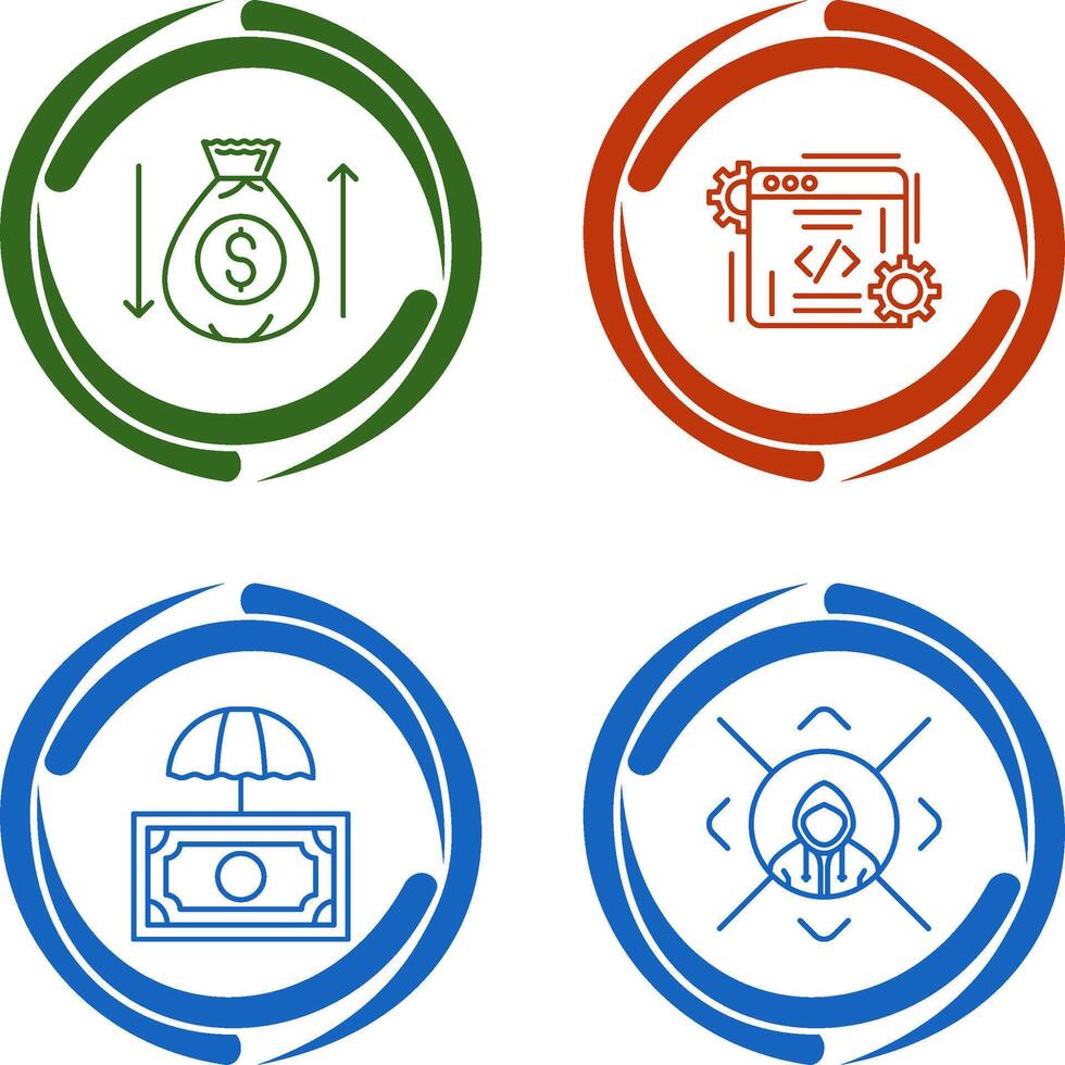 Money Bag and Coding Icon vector