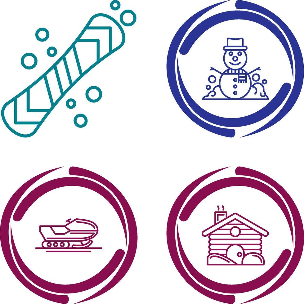 Snowboard and Snowman Icon vector