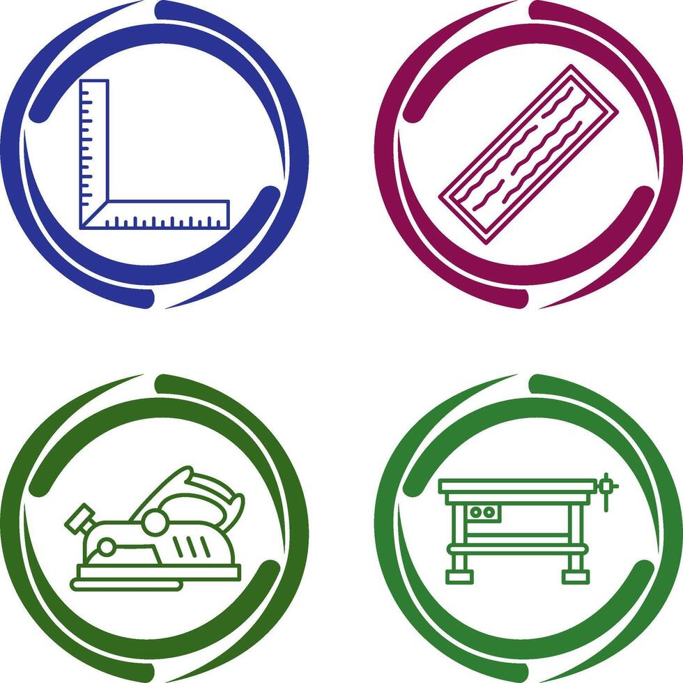 Square Ruller and Plank Icon vector