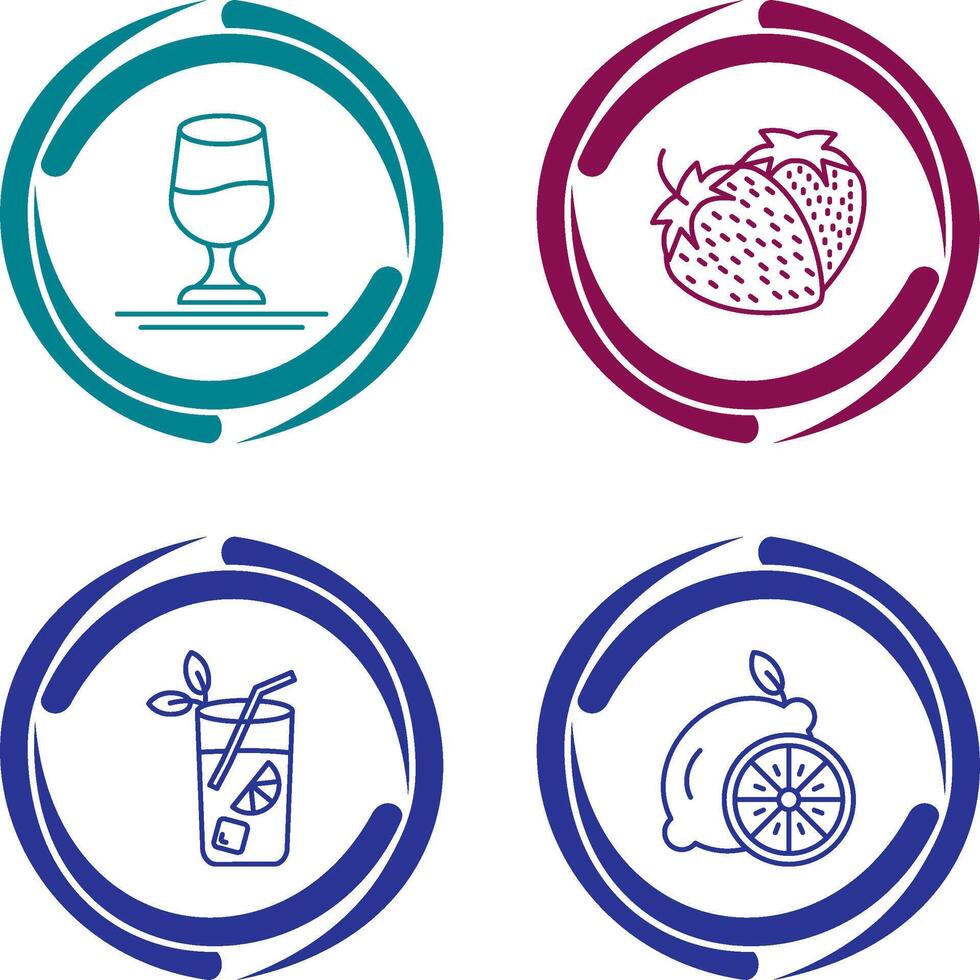 Wine and Strawberry Icon vector